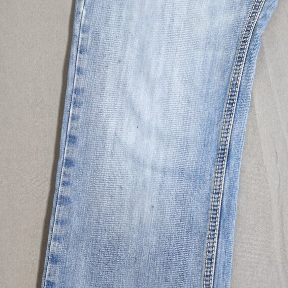 Rock & Roll Denim men's size 31X34 hard washed denim blue Pistol Straight jeans - Picture 12 of 16